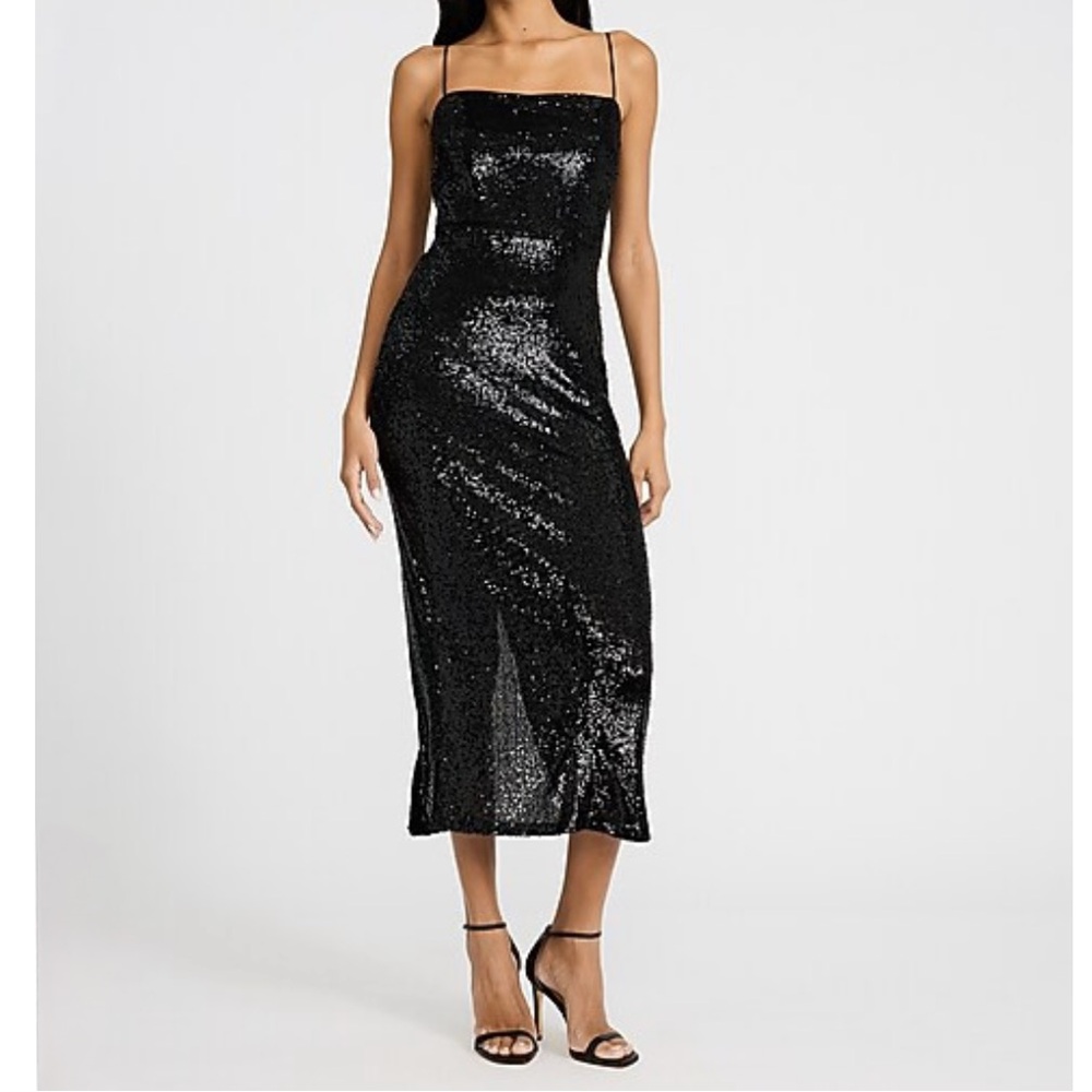 NWT Express Black Sequin Midi Dress